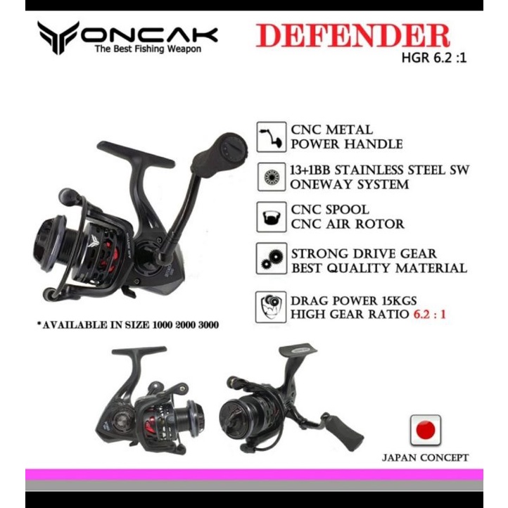 Reel pancing oncak defender II 1000 2000 3000 power handle