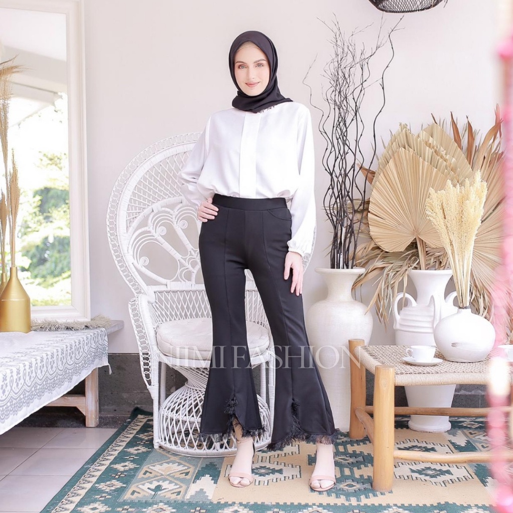 NIMI - Scuba Pants Celana Premium Scuba Import / Celana Cutbray Office Pants Import / Bawahan High Waist Cutbray wanita