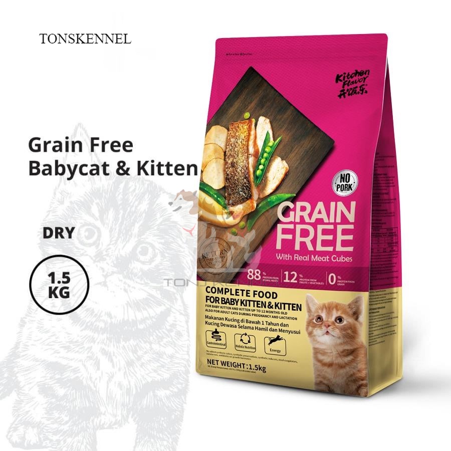 Kitchen Flavor 1.5kg Grain Free Baby Cat &amp; Kitten Food - 1,5 Kg KF Makanan Kucing Dry Food