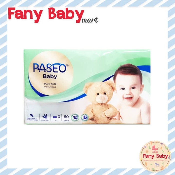 PASEO BABY PURE SOFT FACIAL TISSUE 3 PLY 50'S / TISSU KERING