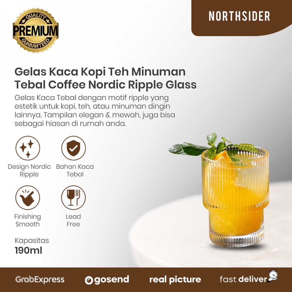 GELAS KACA KOPI TEH MINUMAN TEBAL COFFEE NORDIC RIPPLE GLASS