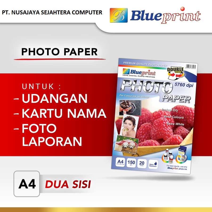 

Kertas Foto / Double Sided Photo Paper BLUEPRINT A4 150 gsm