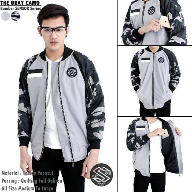 Jaket bomber gray camo
