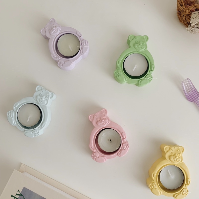 [MINIHOME] Gomi Tempat Wadah Lilin Lucu Beruang Korea Aesthetic Dekorasi Pajangan Candle Holder Vint