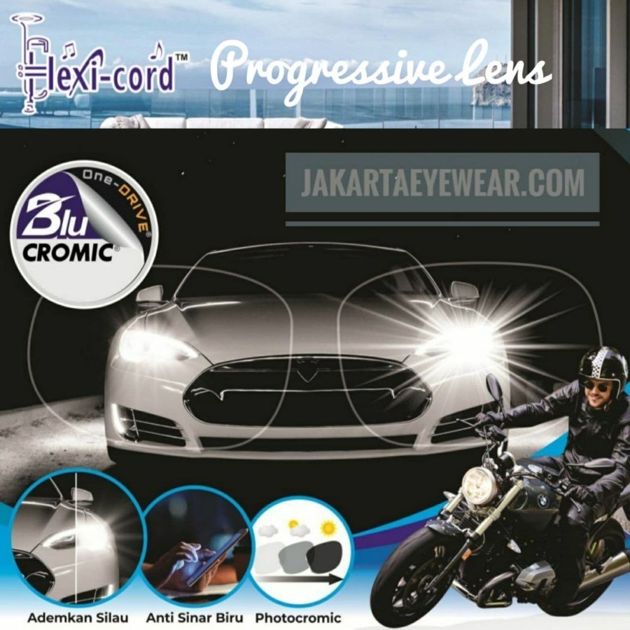 Lensa Domas Progressive Flexi Cord Blucromic One Drive UV420 Blugard