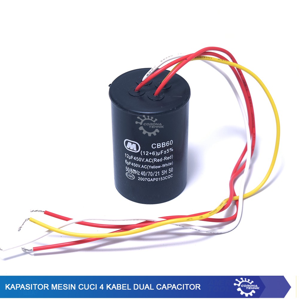 Dual Capacitor Kapasitor Mesin Cuci 4 Kabel