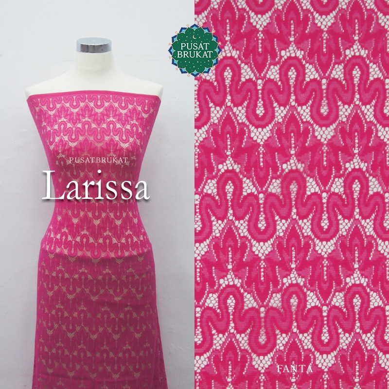 KAIN BRUKAT LACE KEBAYA METERAN / BROKAT MALIKA VINTAGE MOTIF SALUR OMBAK - LARISSA KW 92771 - LEBAR 150CM- [harga per 0.5m]