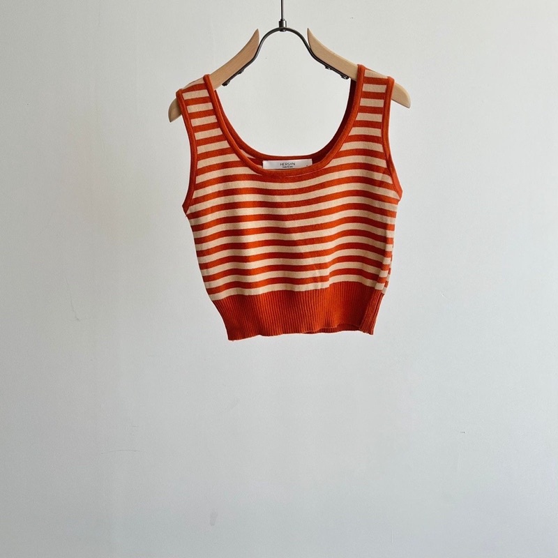 Atasan Tanktop rajut Crop wanita Salur pendek | Atasan Tank top crop salur terbaru