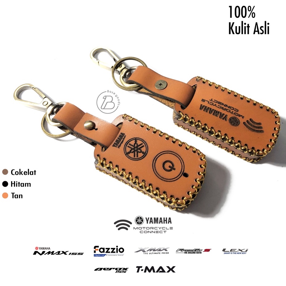 Cover Sarung Remote Keyless Nmax Xmax Tmax Aerox Lexi Freego Qbix Fazzio Gantungan Kunci Yamaha Kulit Asli