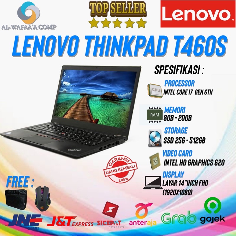 LAPTOP LENOVO THINKPAD RAM 4 / 8GB - SSD 120/240GB-T460s CORE I7 GEN 6