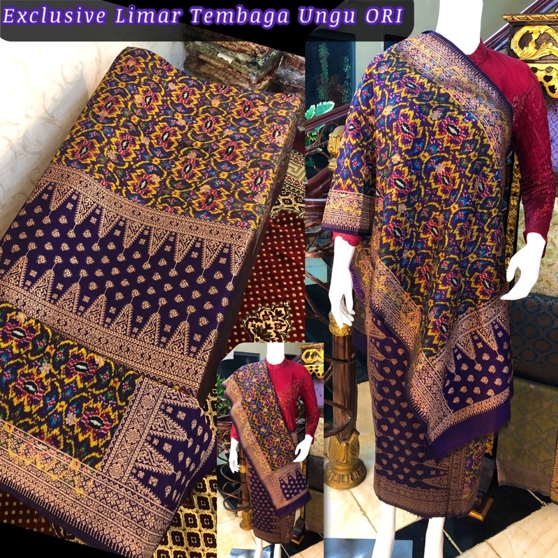 EXCLUSIVE Limar Antik Tembaga ORI Ungu tua  /songket tenun asli palembang /ilham songket palembang