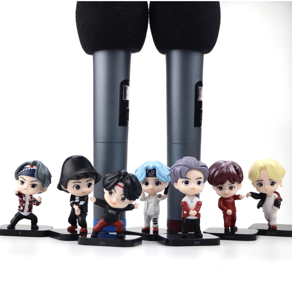 Action figure bts official mic drop  berdiri duduk icon kpop miniatur bangtan tinytan army mobil