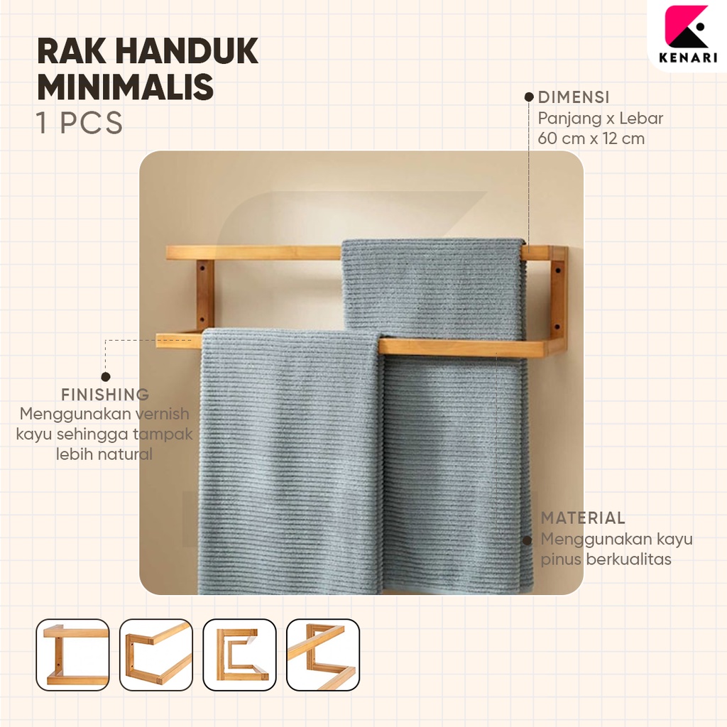 Rak Handuk Dinding Rak Handuk Gantung Minimalis Rak Handuk Aestetik