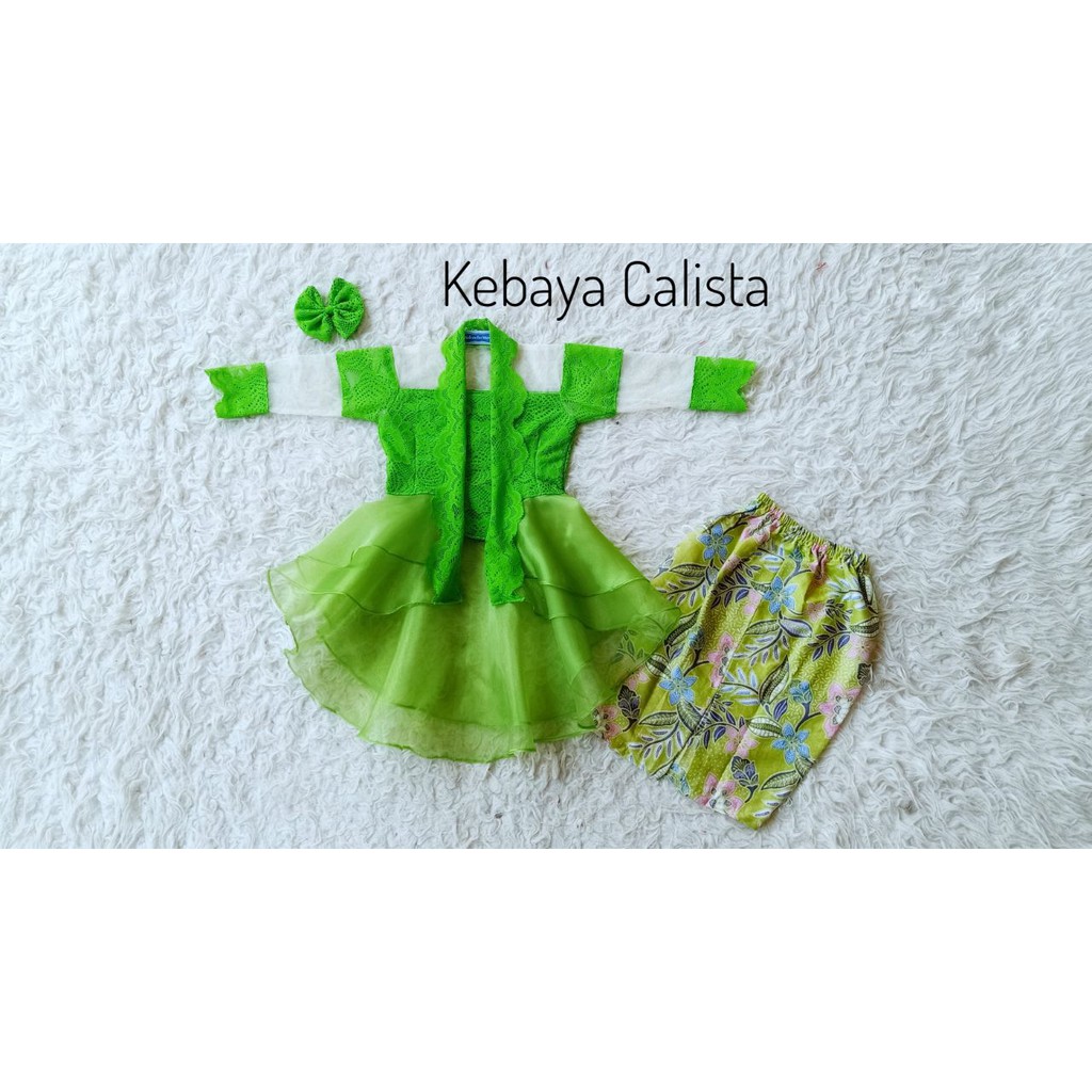 KEBAYA ANAK/KEBAYA MODERN/MODEL CALISTA ANAK WARNA HIJAU APEL