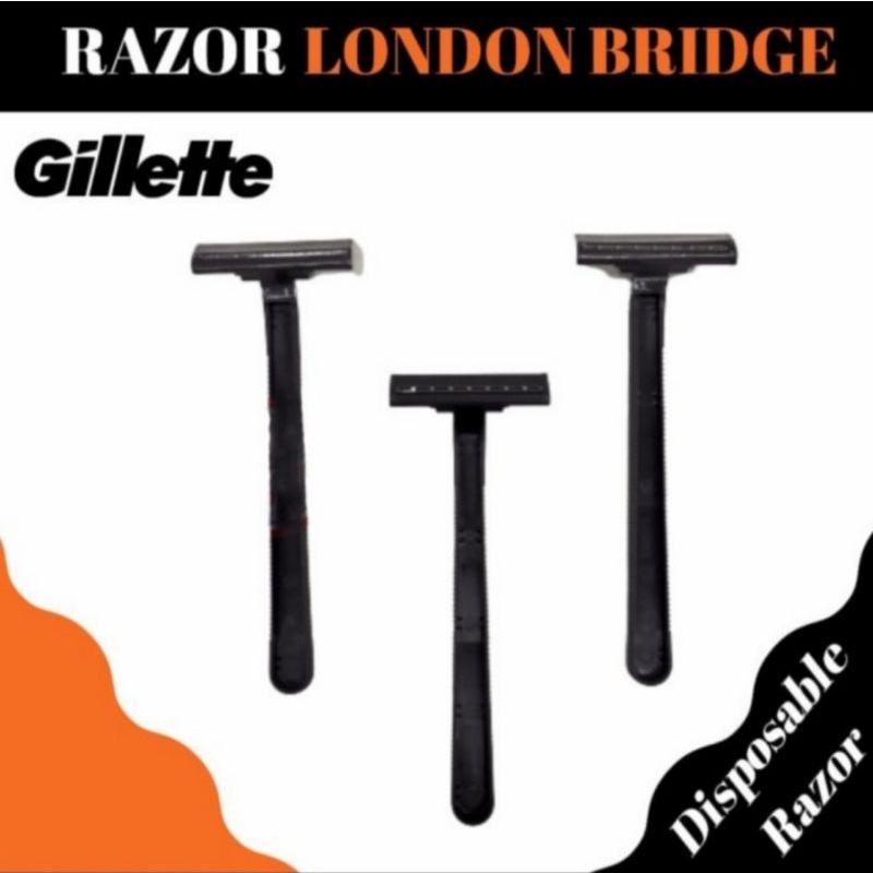 Gillette Razor London Bridge 2 Layer Disposable Hitam - Alat Cukur