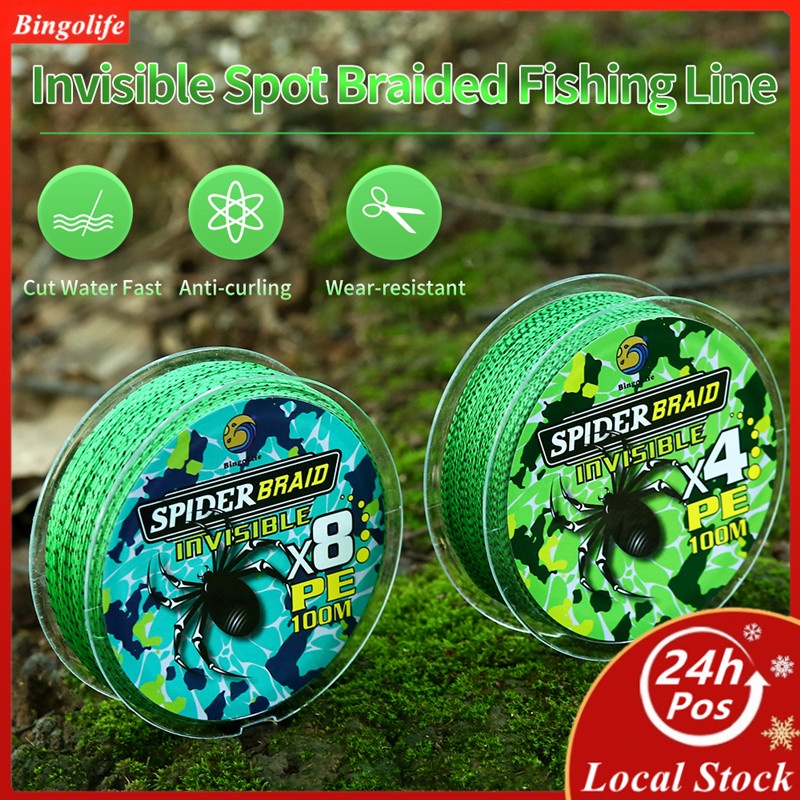 Bingolife Spider Senar Pancing Speckle Alat Garis Pancing x4 x8 100m Bionik Takterlihat Titik Dyneem