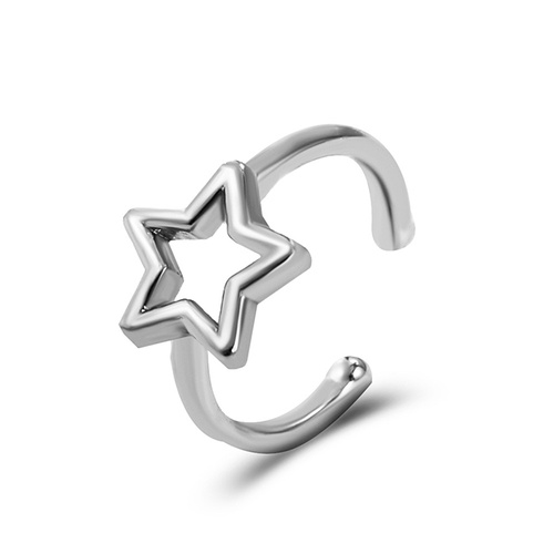 LRC Anting Fashion Stars Hollow Love Metal Star Ear Bone Clip Single