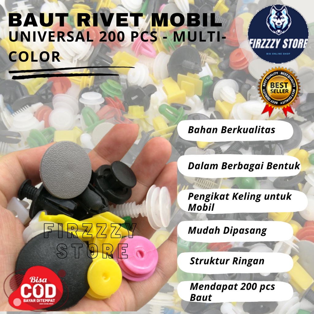 Baut Rivet Mobil Universal 200 PCS - Multi-Color