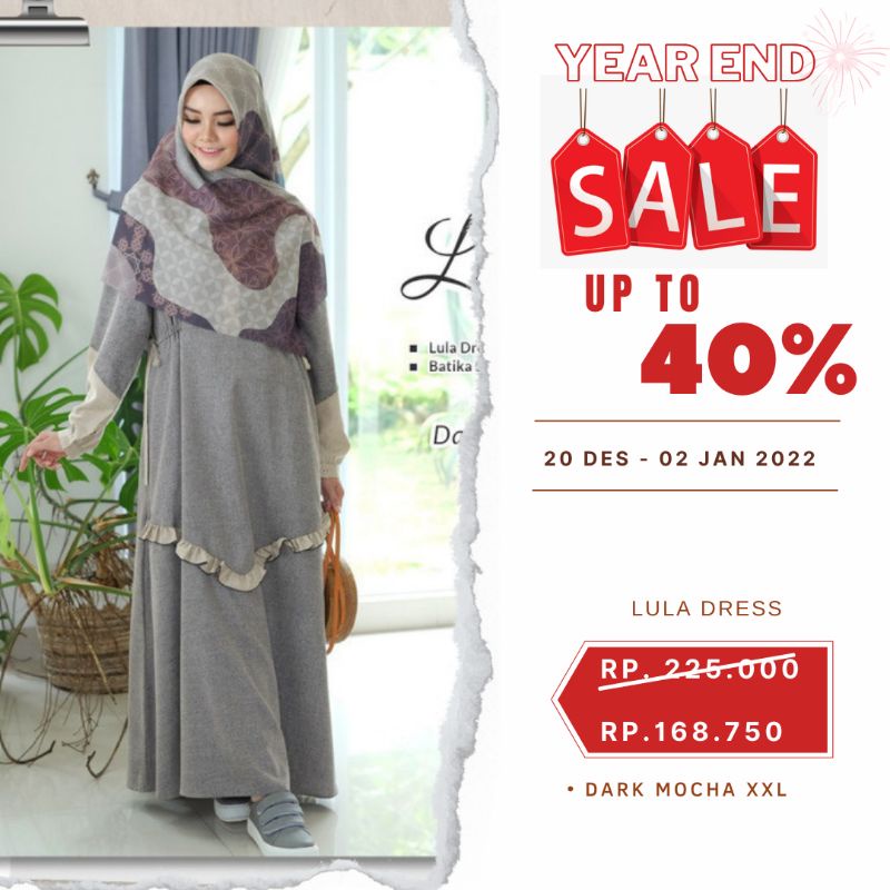 Lula dress/gamis katun madinah adem ori yasmeera
