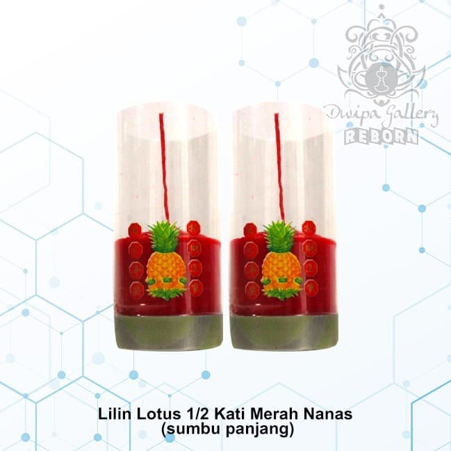 Lilin Puja Sembahyang Lotus 1/2 Kati Merah Nanas (sumbu panjang)