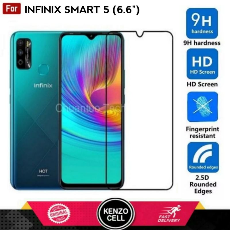 Infinix Smart 5 Tempered Glass - Gorila Glass. Anti Gores Kaca. Tg smart5 Full Layar Lem Presisi