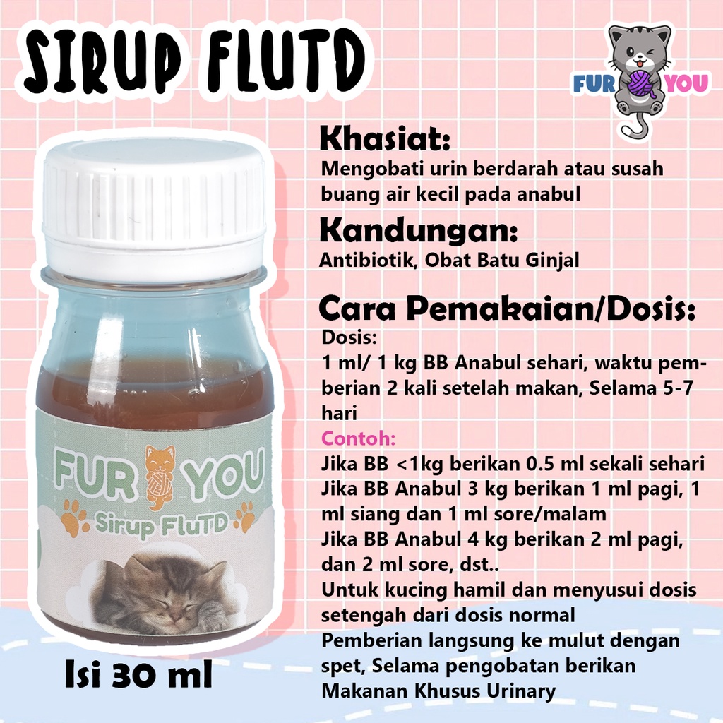 Sirup FLUTD FUS  Racikan Obat Susah Pipis Kucing Pipis Sedikit obat batu ginjal kucing