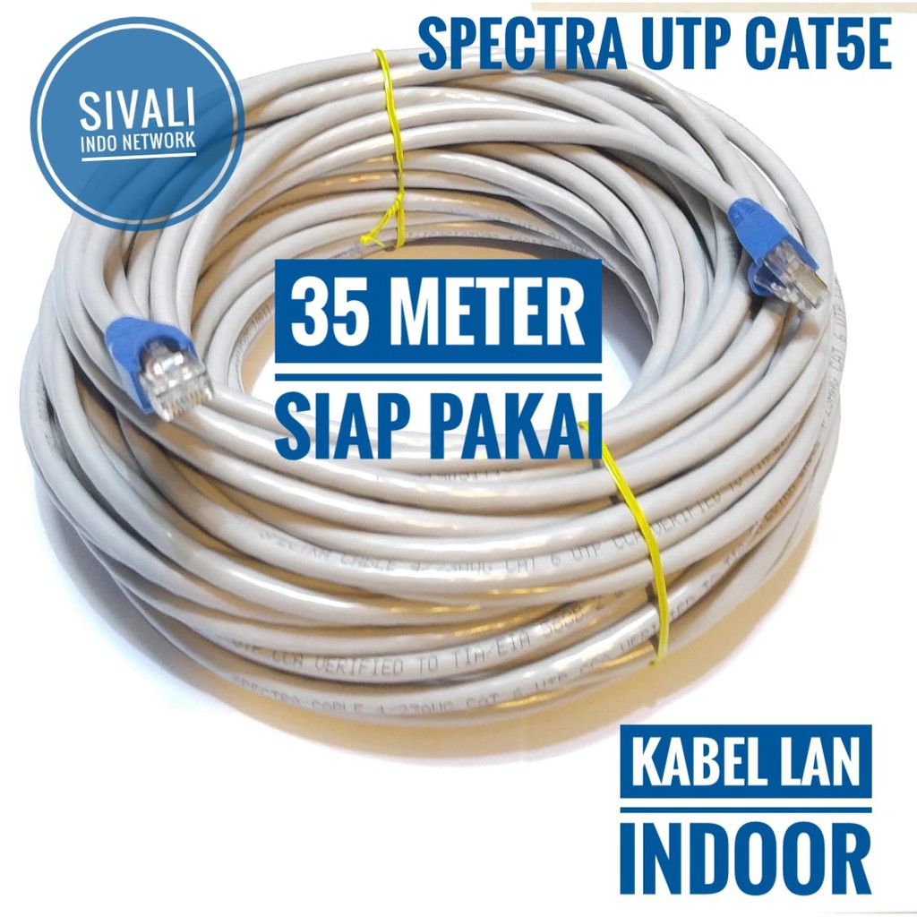 35 METER SPECTRA KABEL LAN UTP CAT5E INDOOR SIAP PAKAI [SUDAH CRIMPING RJ45 + PLUGBOOTH]