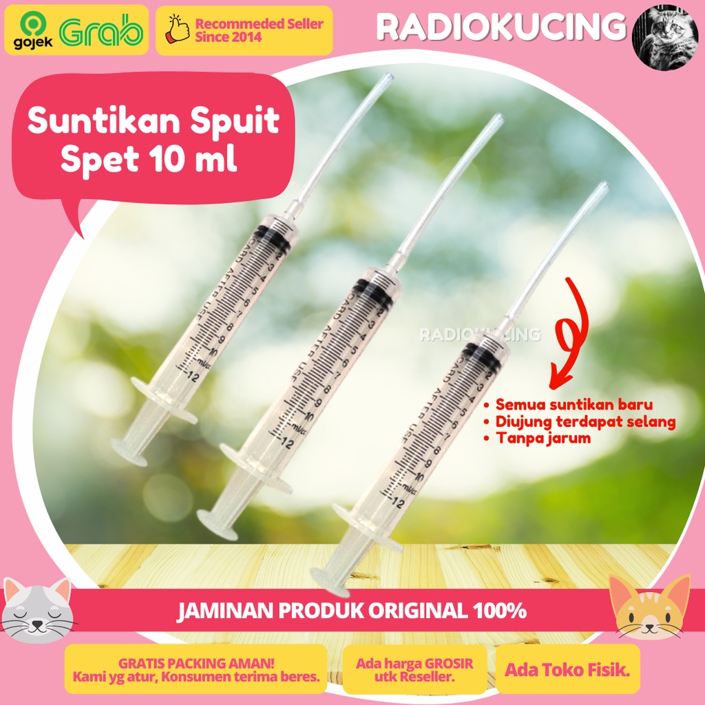 Spuit 10 ml / 12 cc - Suntikan Tanpa Jarum Spet Makan Minum Obat Hewan Kucing Anjing Burung Musang [