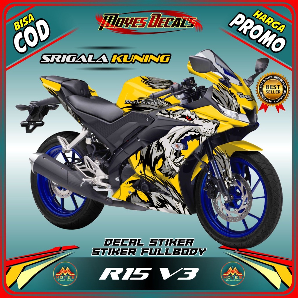 Decal Stiker R15 V3 Wolf Devil Rider Variasi Yellow