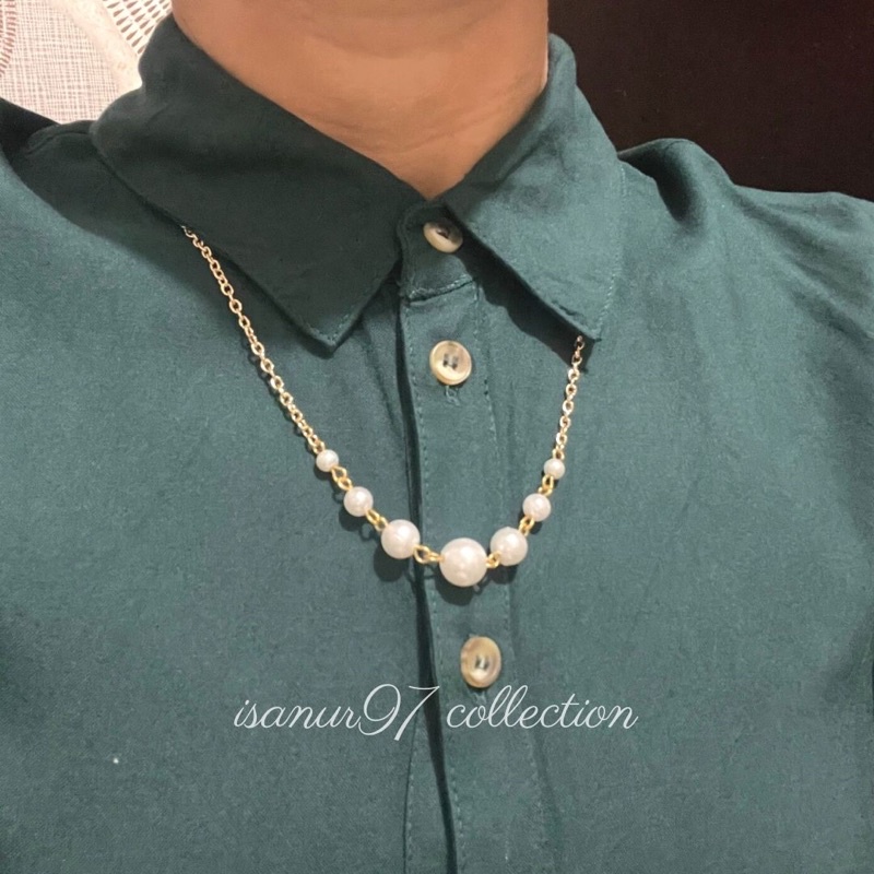 ISANUR97 | Necklace Pearl Kalung Mutiara Fashion Korea Dalam Rantai Klavikula Choker Mutiara Rantai