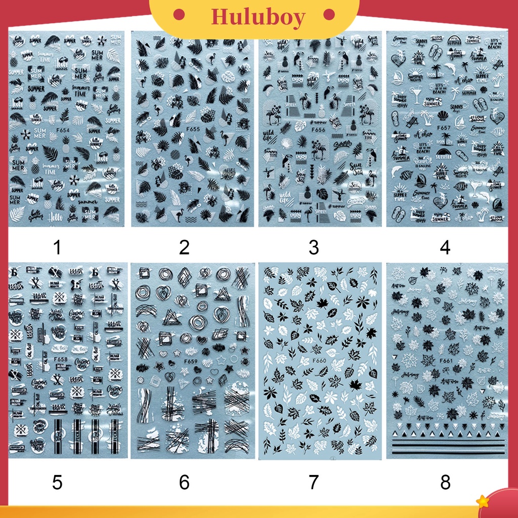 Huluboy Huluboy♡ 2pcs Stiker Kuku 3D Multifungsi Motif Daun Kelapa Untuk Dekorasi Nail Art