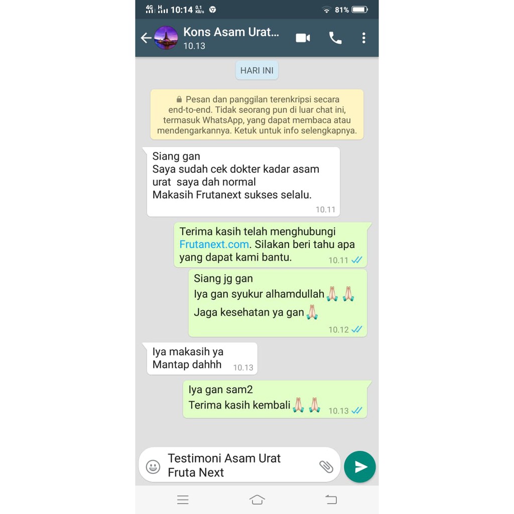 

TESTIMONI FRUTANEXT - ASAM URAT SEMBUH