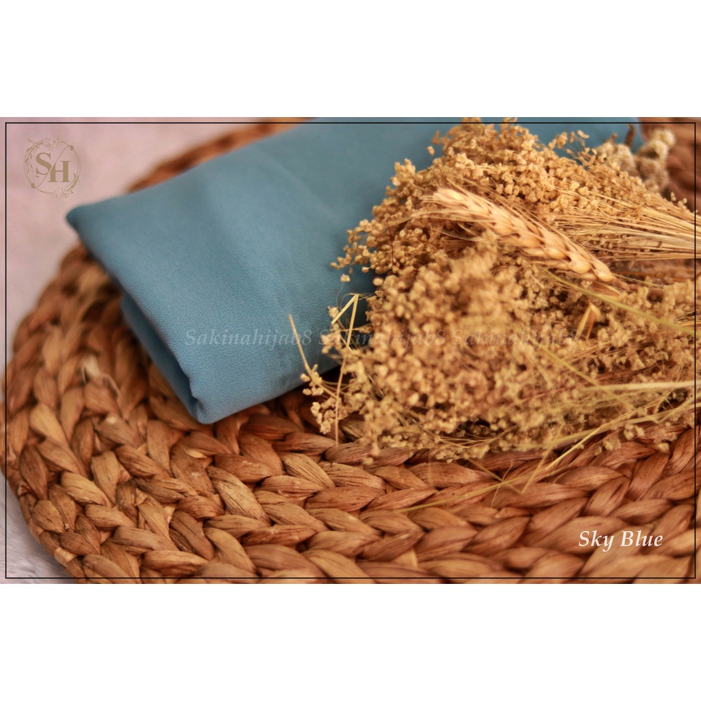 PROMO Pashmina Ceruty Babydoll 200x75 cm jahit tepi CHAPTER1-Sky Blue