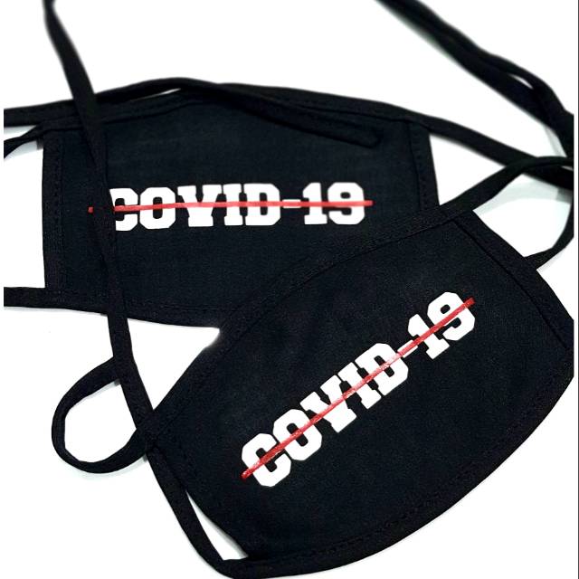 Masker kain logo covid 19 pelindung mulut dan hidung bahan cotton