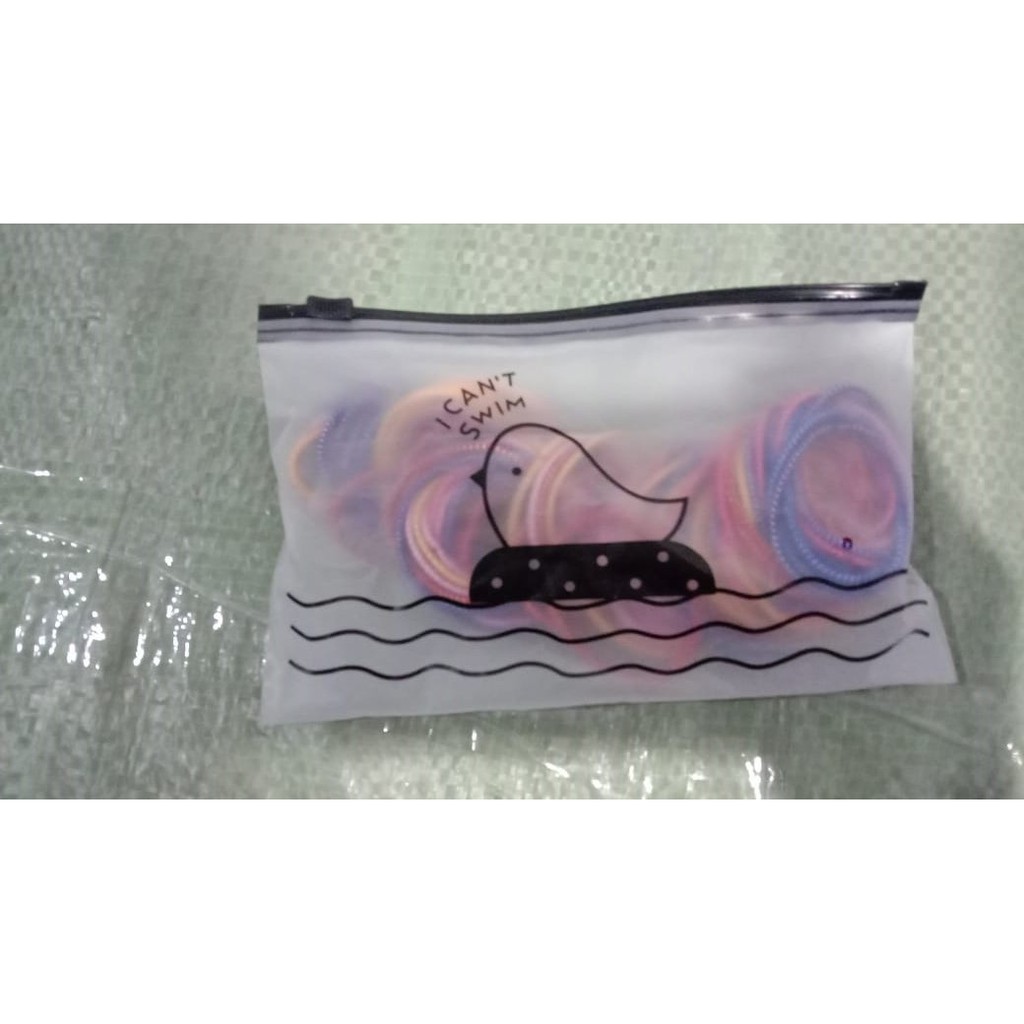 FAYES Ikat Rambut I Can Swim 100 pcs / Karet Rambut / Kuncir Rambut Warna Warni COD AW06-MIX 4 PATTERN