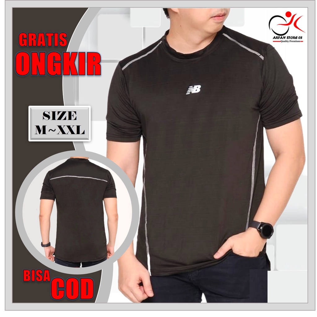 Baju Futsal Pria Gym Kaos Jersey Olahraga Fitnes Jogging Running Dry Fit Gowes Lengan Pendek Jumbo