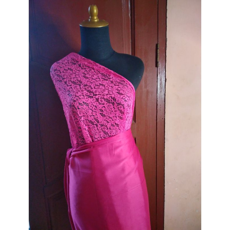 Promo Kain Bakal Brokat/Kebaya/Broklat Warna Pink Fanta /Merah Muda/Fusia