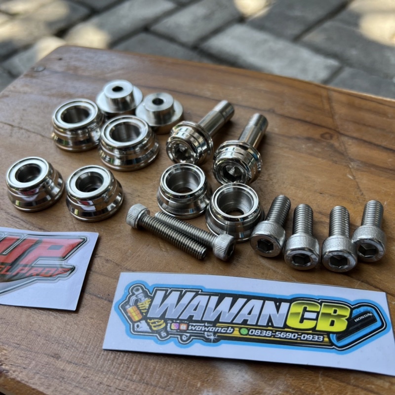 Manisan ring jok baut Shock begel dan slebor belakang CB stainless stenlis Whellprof