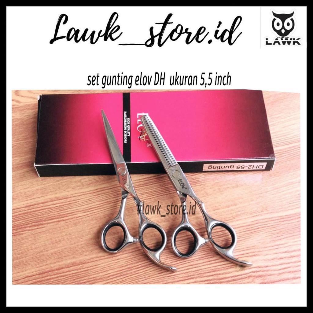 Set gunting barbershop elov dh 5,5 inch / gunting potong rambut / gunting sasak