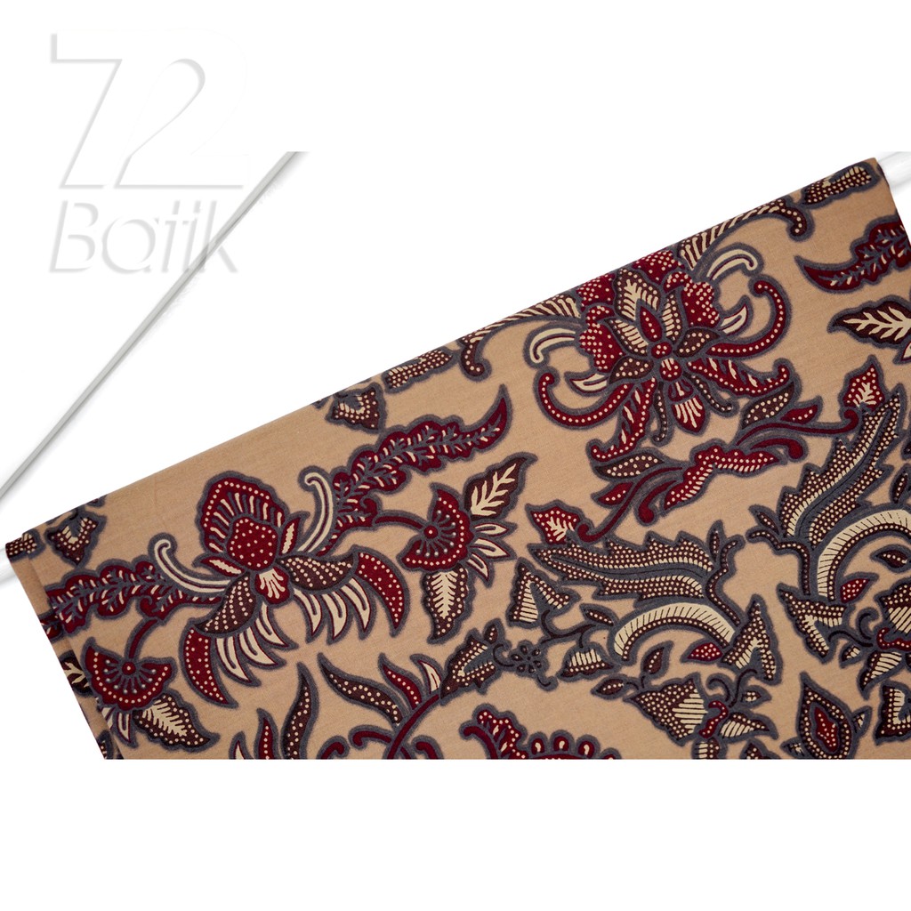 KAIN BATIK PREMIUM Bahan Katun Motif Kembang Warna Coklat Cream Putih Tulang 722979 Cap 72 Jarik Jarit Samping Kebat Panjang Batik Katun Modern Premium Bahan Seragam Batik Pernikahan Kantor Keluarga Murah Kamen Jadi Batik Bali Lembaran