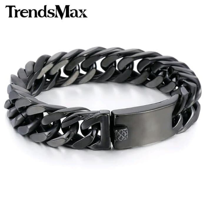 gelang pria cowok titanium rantai hitam