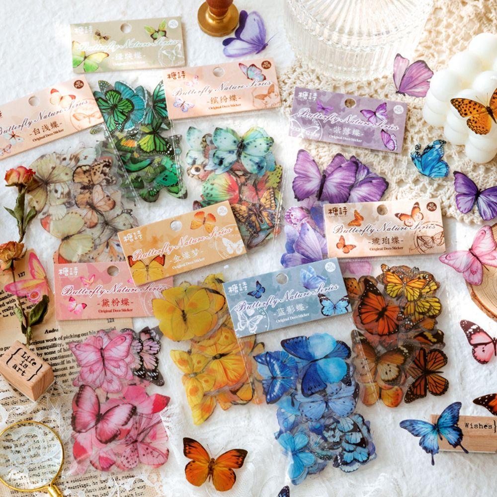 40pcs Stiker Motif Bunga Butterfly Tahan Air Untuk Scrapbook