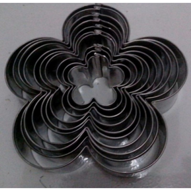 ring cutter set stainless steel isi 10 ukuran motif bunga sakura / cetakan kue ring cutter cake