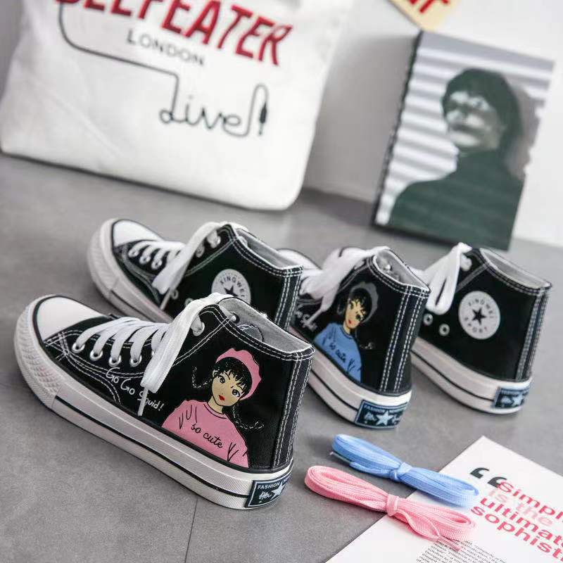 Sepatu Boots Flat Model Ankle Hidden GIRL Bahan Kanvas Fashion untuk Wanita Import-1