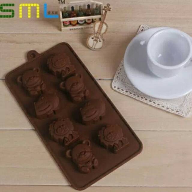 Cetakan coklat puding animal singa kudanil beruang silicone mold