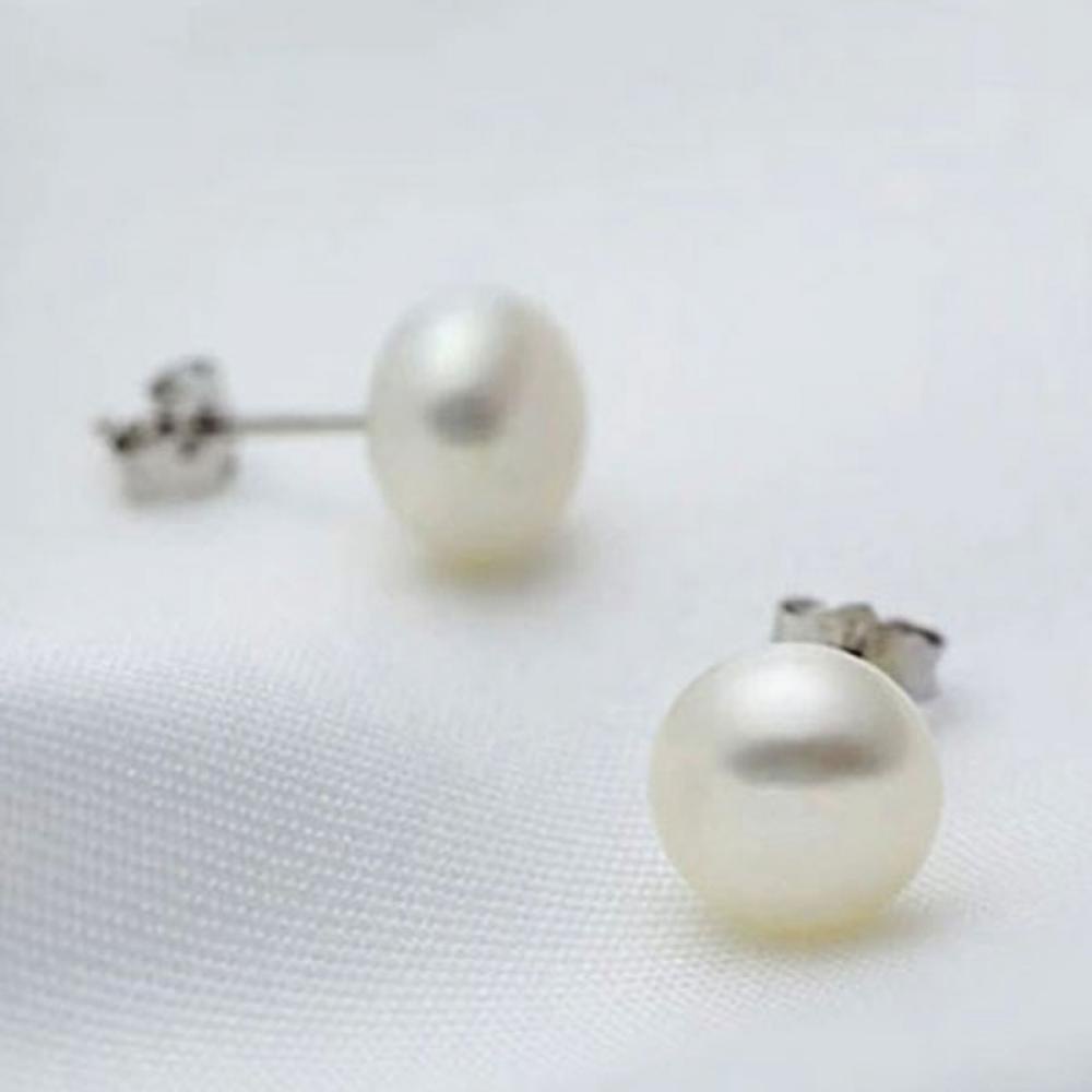 PREVA Earrings Charm 1 Pair White Elegant Ear Lady Silver Plated