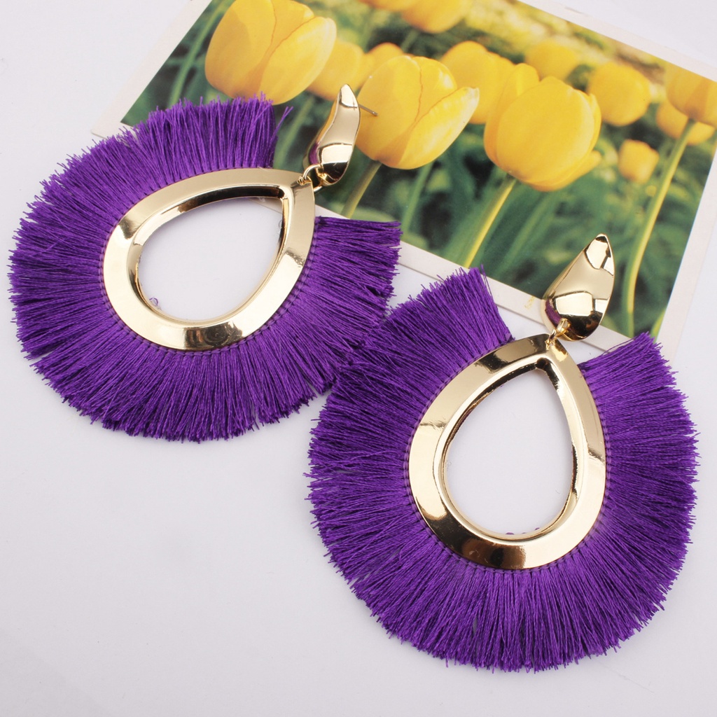 Eropa dan Amerika terkenal berlebihan alloy kipas rumbai anting-anting fashion wanita retro khusus b