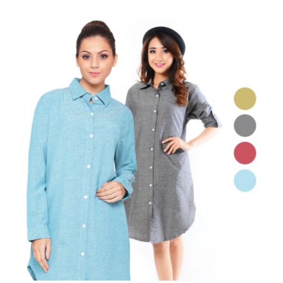 Baju Wanita  Tunik Arumi Lengan Panjang XL/XXL - Biru Muda, M