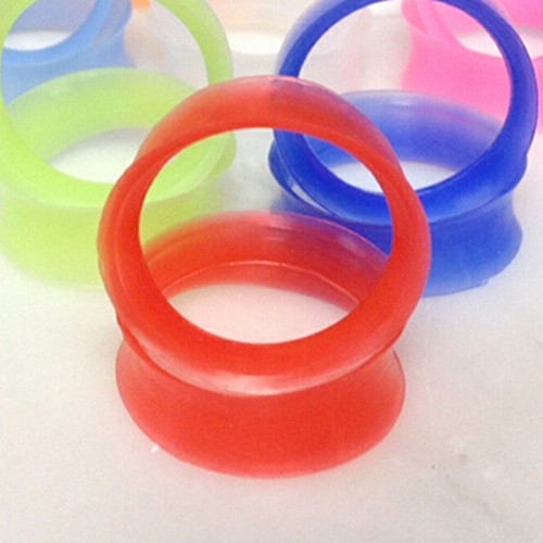 2 Pcs Soft Silicone Ear Flesh Tunnels Plug Stretcher Piercing Gauge Earrings