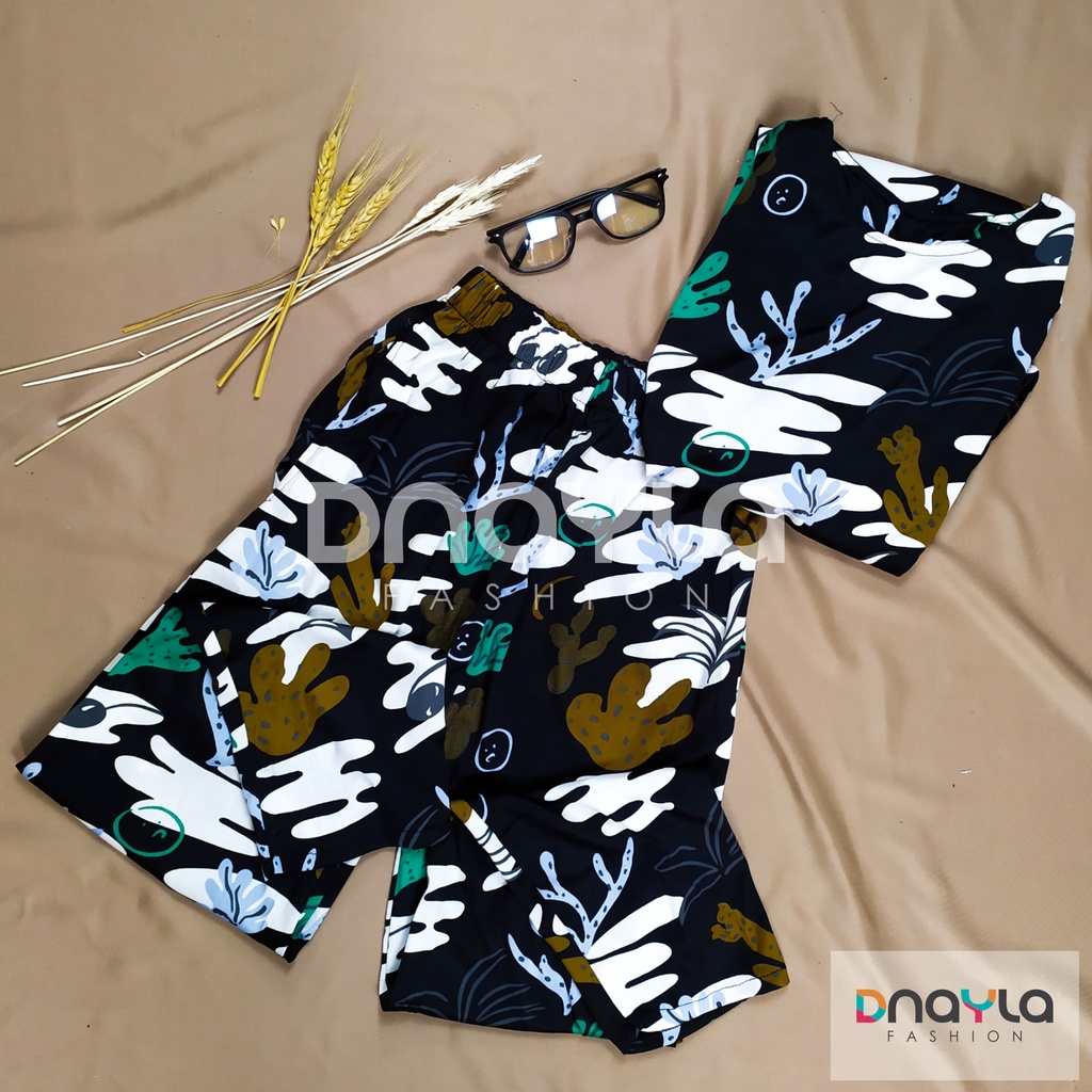 Daily Set Baju Tidur Piyama One Set Setelan Baju Wanita Motif Kaktus